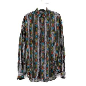 Vintage 90s Streetwear Geometric Striped Shirt